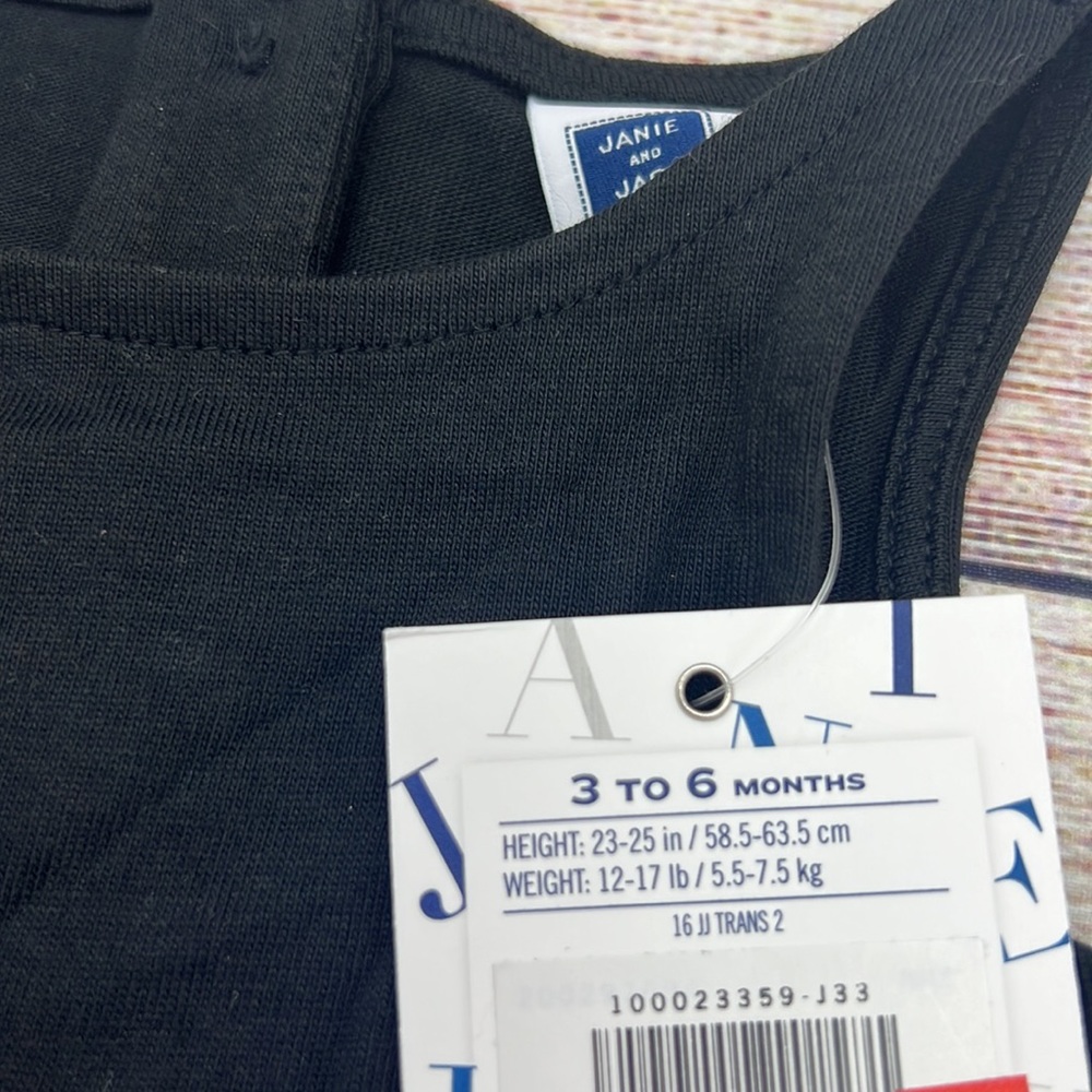 Janie and Jack Black and White Cotton Tank Top Size 3 to 6 months NWTs - Picture 2 of 4